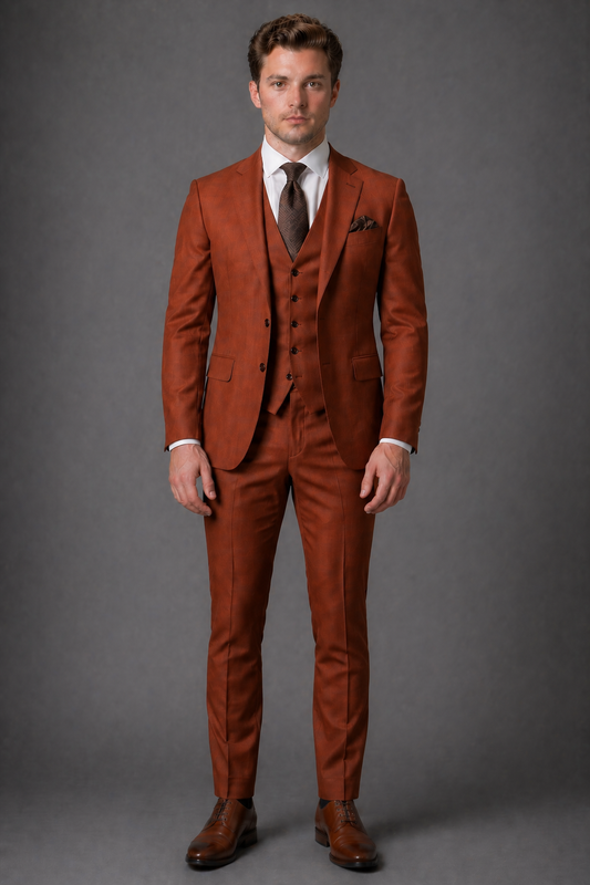 Rust Wool Slim Fit Suit — Custom Made to Measure