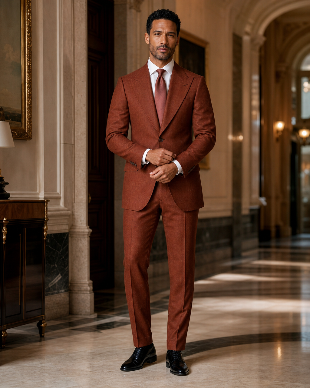 Rust Flannel Winter Suit - Custom Made to Measure front view