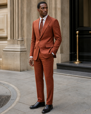 Rust Linen Peak Lapel Suit — Custom Made to Measure — 3