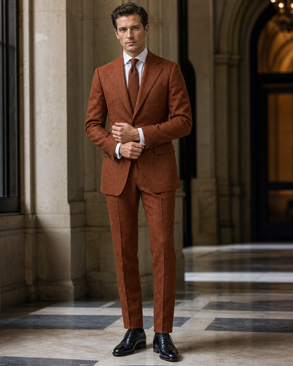 Rust Tweed Winter Suit - Custom Made to Measure front view