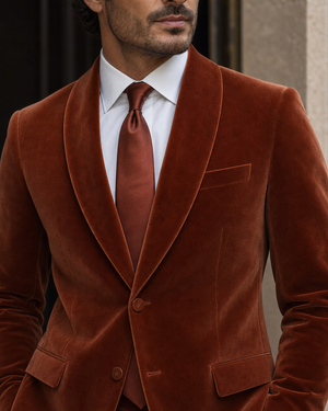 Rust Velvet Shawl Lapel Suit — Custom Made to Measure — 4