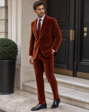 Rust Velvet Shawl Lapel Suit — Custom Made to Measure — 3