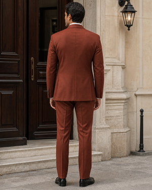 Rust Wool Shawl Lapel Suit — Custom Made to Measure — 2