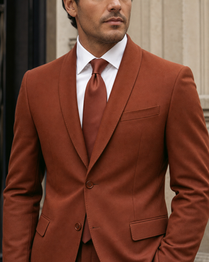 Rust Wool Shawl Lapel Suit — Custom Made to Measure — 4