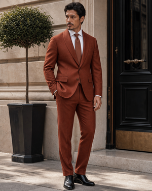 Rust Wool Shawl Lapel Suit — Custom Made to Measure — 3