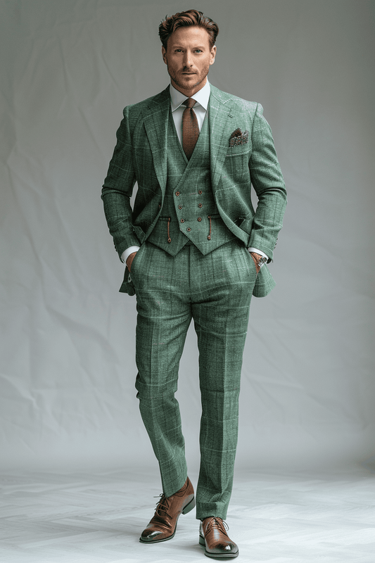 Sage Green Linen Wedding Suit — Custom Made to Measure