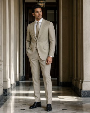 Sage Beige Cashmere Blend Winter Suit — Custom Made to Measure — 2