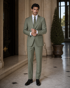Sage Green Wool Outdoor Wedding Suit — Custom Made to Measure — 1