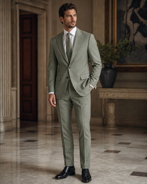 Sage Green Wool Outdoor Wedding Suit — Custom Made to Measure — 2