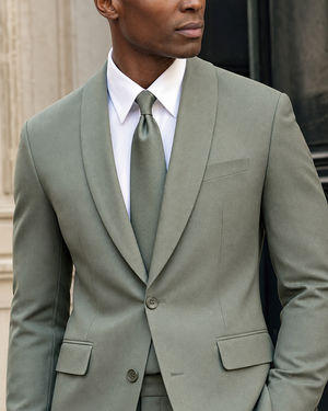 Sage Green Wool Shawl Lapel Suit — Custom Made to Measure — 4