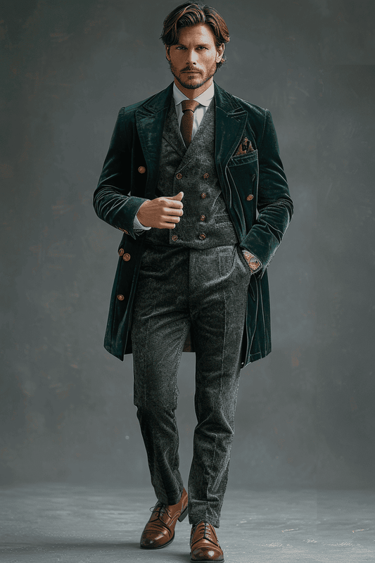 Sage Green Velvet Cocktail Party Suit — Custom Made to Measure