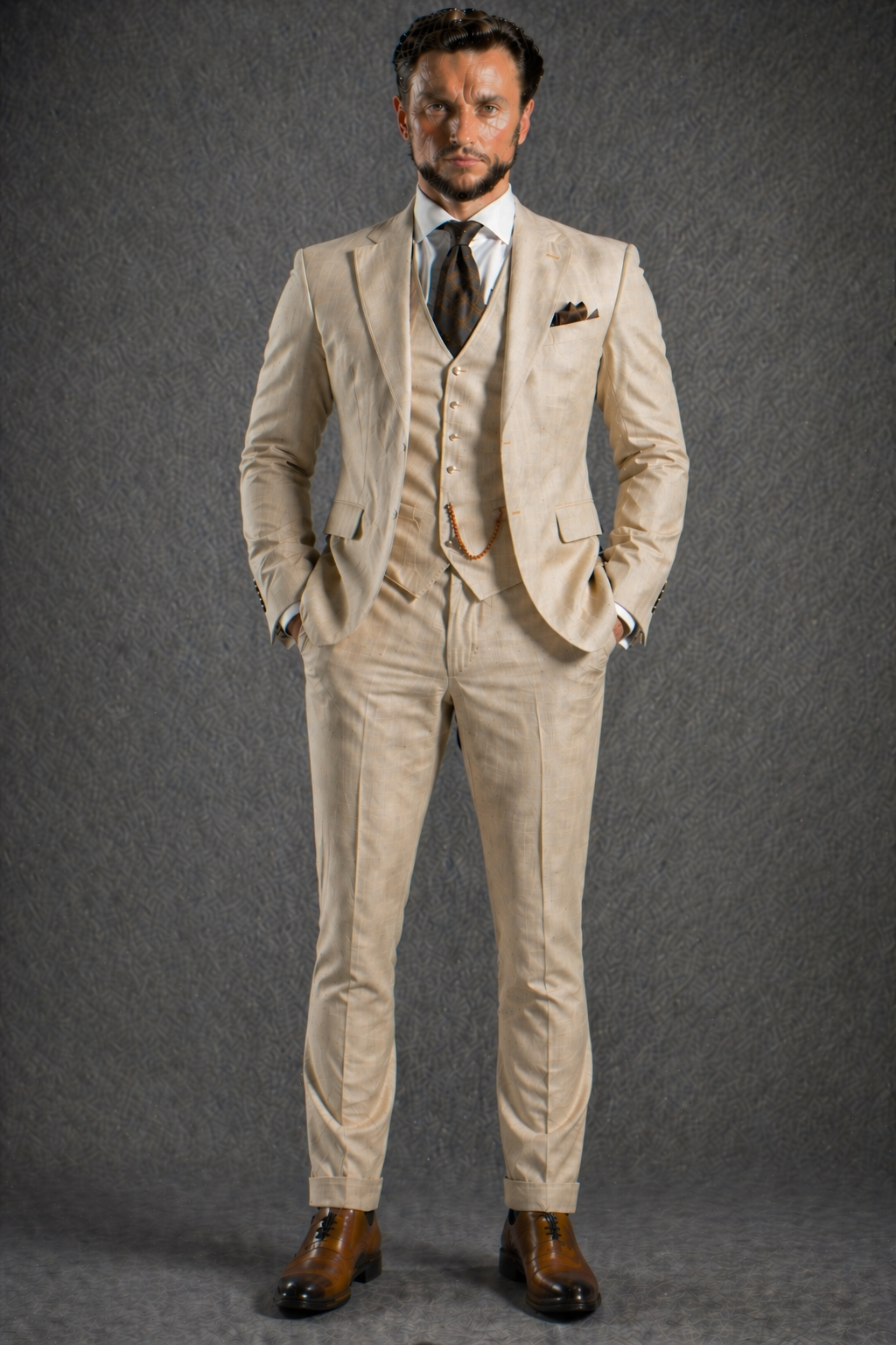 Sand Linen Slim Fit Suit — Custom Made to Measure
