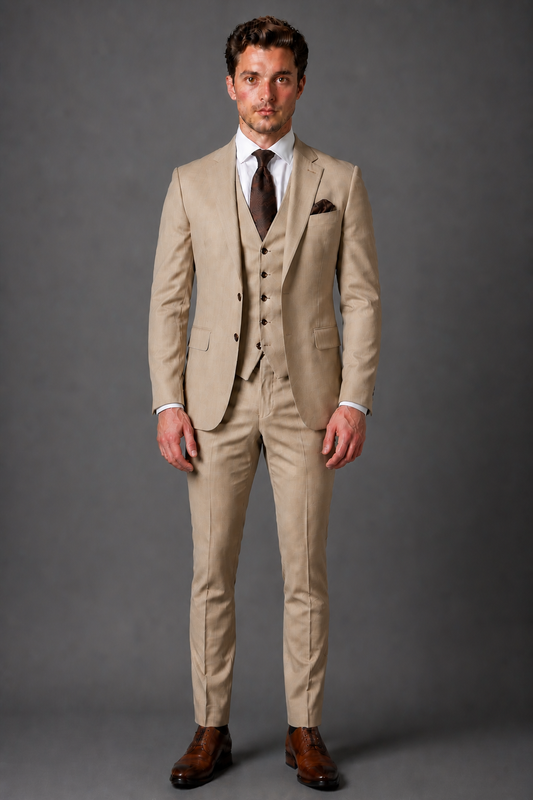 Sand Wool Slim Fit Suit — Custom Made to Measure