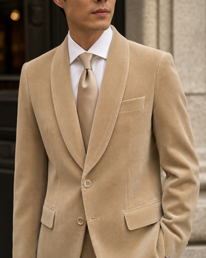 Sand Velvet Shawl Lapel Suit — Custom Made to Measure — 4