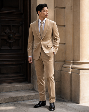 Sand Velvet Shawl Lapel Suit — Custom Made to Measure — 3