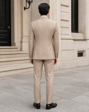 Sand Wool Shawl Lapel Suit — Custom Made to Measure — 2