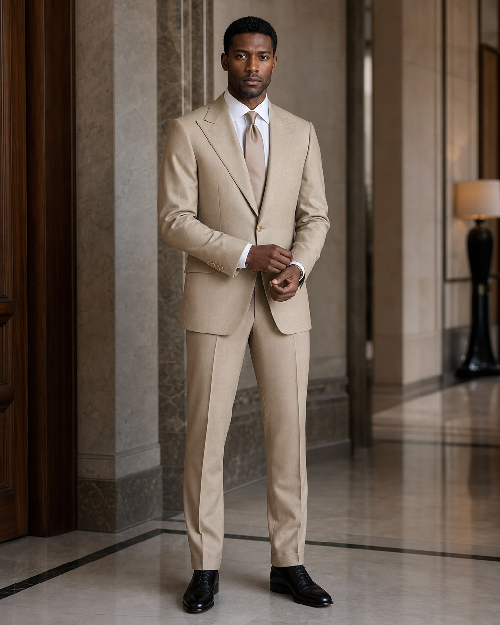 Sand Wool Winter Suit - Custom Made to Measure front view