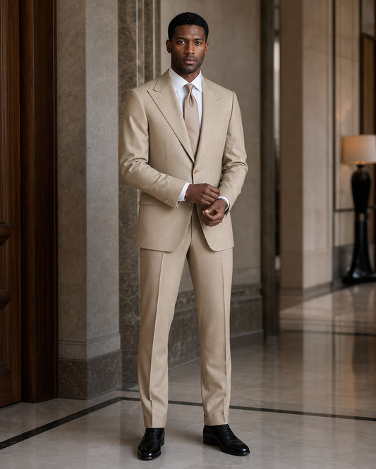 Sand Wool Winter Suit - Custom Made to Measure front view