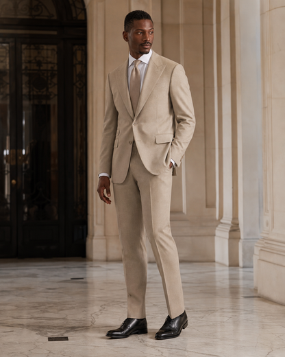 Sand Wool Winter Suit - Custom Made to Measure side back view