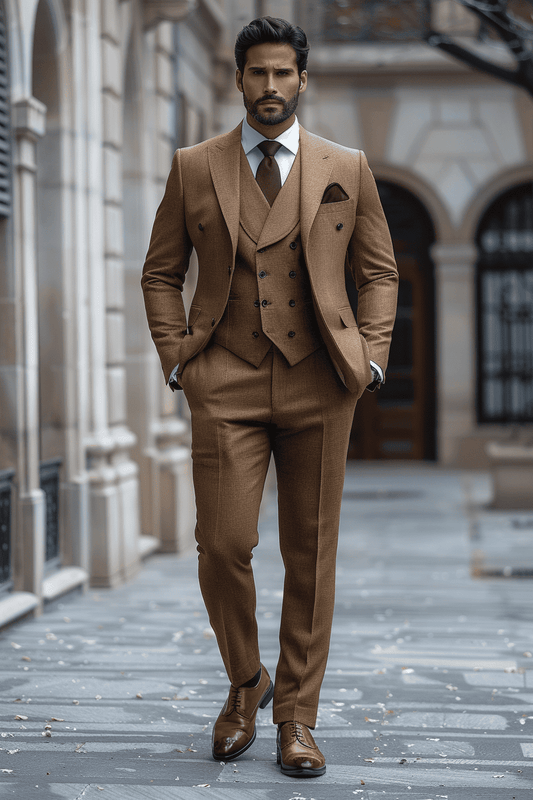 Sand Silk Blend Cocktail Party Suit — Custom Made to Measure