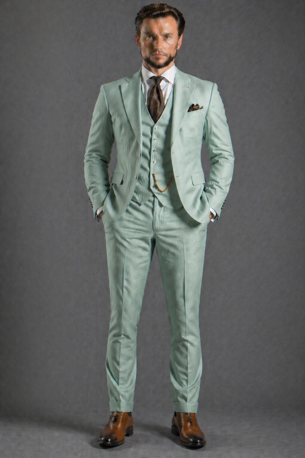 Seafoam Linen Slim Fit Suit — Custom Made to Measure
