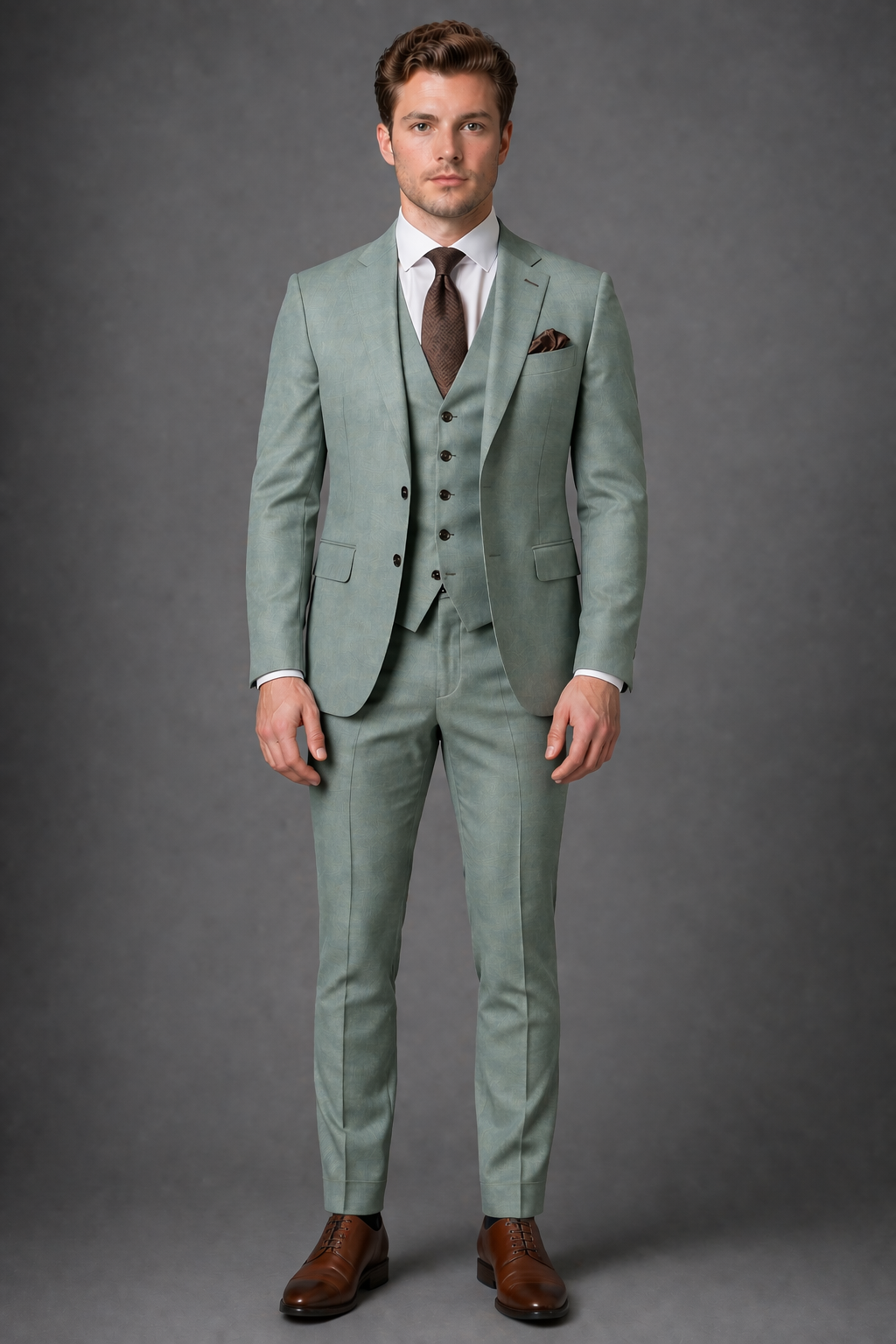 Seafoam Wool Slim Fit Suit — Custom Made to Measure