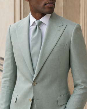 Seafoam Linen Peak Lapel Suit — Custom Made to Measure — 4
