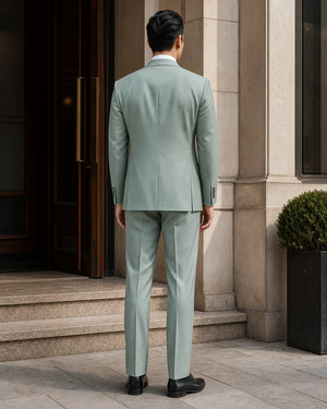 Seafoam Silk Blend Peak Lapel Suit — Custom Made to Measure — 2