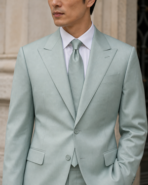 Seafoam Silk Blend Peak Lapel Suit — Custom Made to Measure — 4