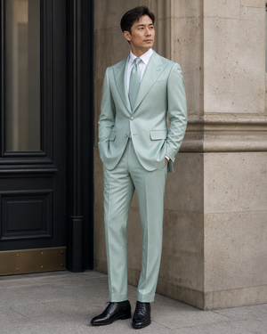 Seafoam Silk Blend Peak Lapel Suit — Custom Made to Measure — 3