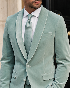 Seafoam Velvet Shawl Lapel Suit — Custom Made to Measure — 4