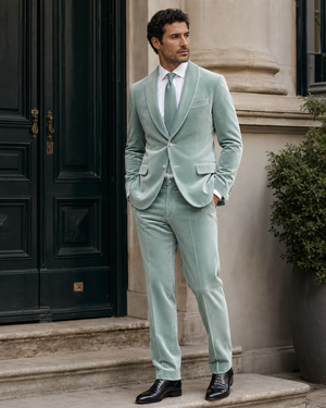 Seafoam Velvet Shawl Lapel Suit — Custom Made to Measure — 3