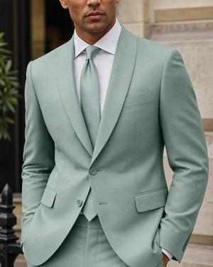 Seafoam Wool Shawl Lapel Suit — Custom Made to Measure — 4
