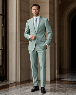 Seafoam Wool Winter Suit — Custom Made to Measure — 1