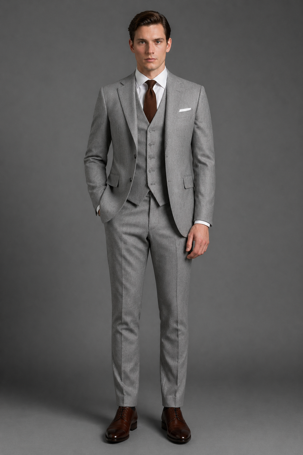 Silver Wool Slim Fit Suit — Custom Made to Measure