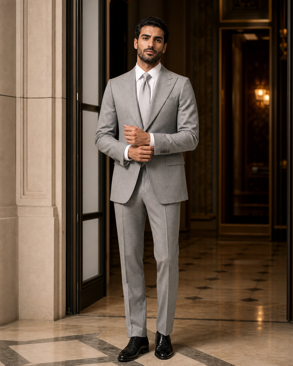 Silver Flannel Winter Suit - Custom Made to Measure front view