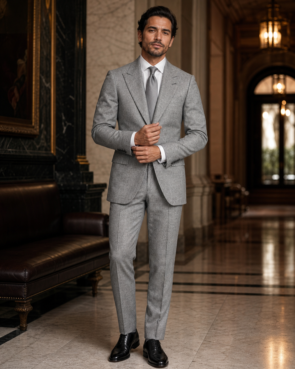 Silver Tweed Winter Suit - Custom Made to Measure front view