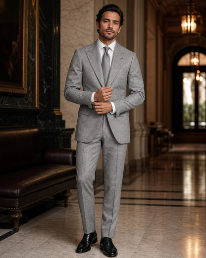 Silver Tweed Winter Suit - Custom Made to Measure front view