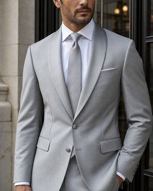 Silver Wool Shawl Lapel Suit — Custom Made to Measure — 4