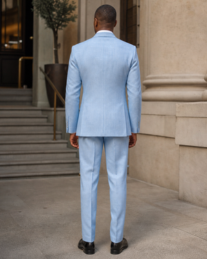 Sky Blue Linen Peak Lapel Suit — Custom Made to Measure — 2
