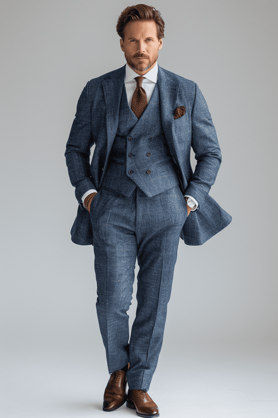 Slate Blue Linen Wedding Suit — Custom Made to Measure