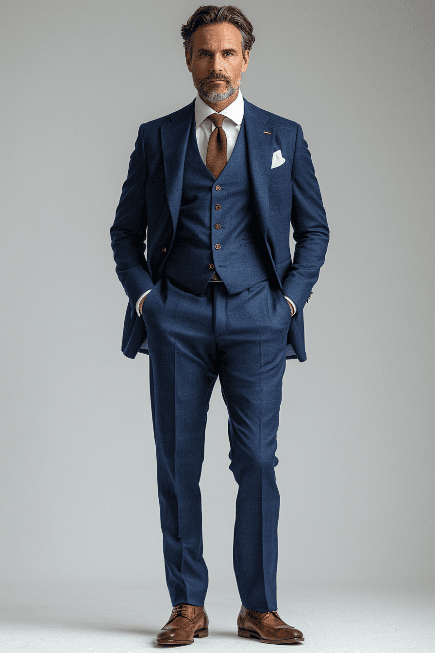 Slate Blue Velvet Prom Suit — Custom Made to Measure