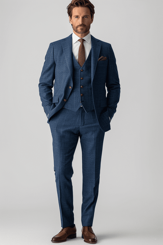 Slate Blue Wool Business Suit — Custom Made to Measure