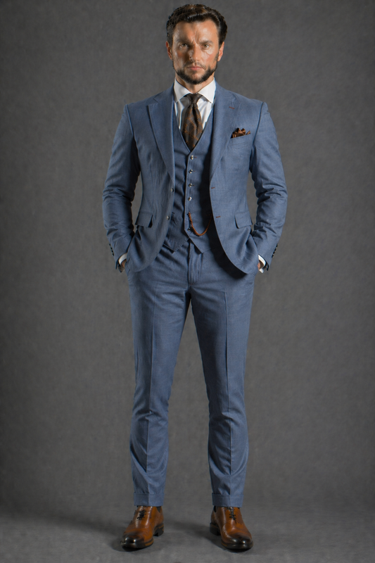 Slate Blue Wool Father of the Bride Suit — Custom Made