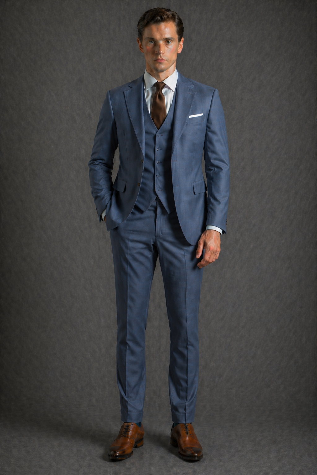 Slate Blue Wool Slim Fit Suit — Custom Made to Measure