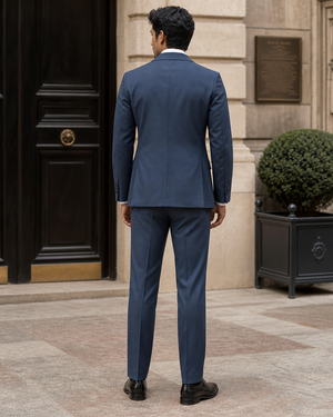 Slate Blue Wool Shawl Lapel Suit — Custom Made to Measure — 2