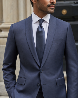 Slate Blue Wool Shawl Lapel Suit — Custom Made to Measure — 4