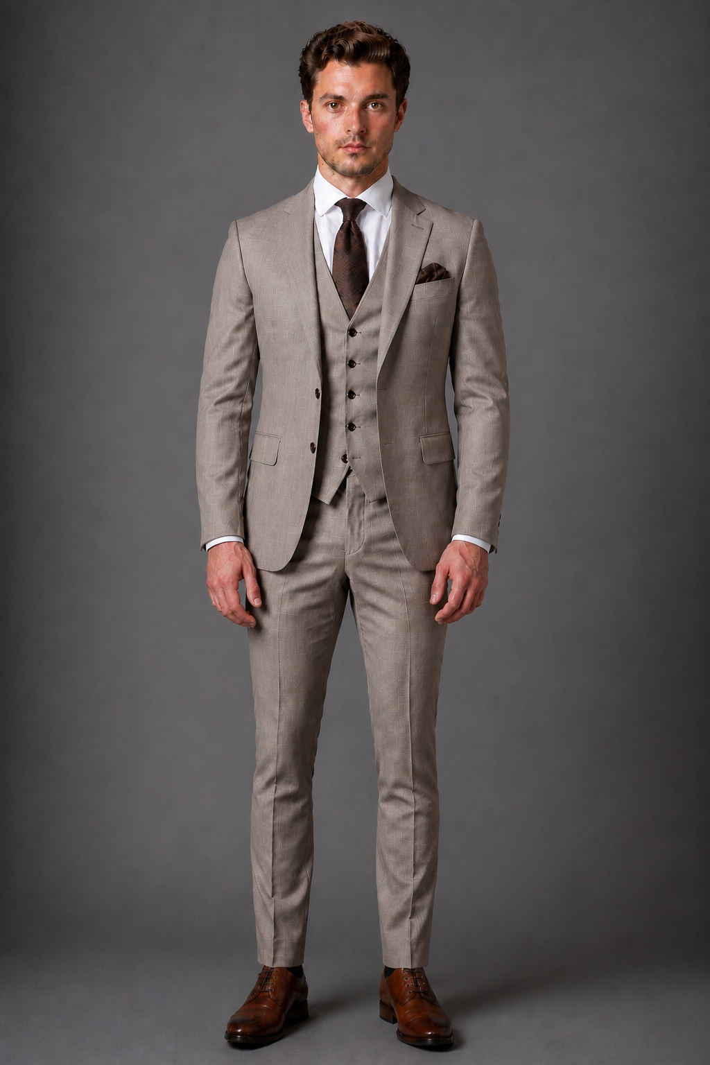 Stone Wool Slim Fit Suit — Custom Made to Measure