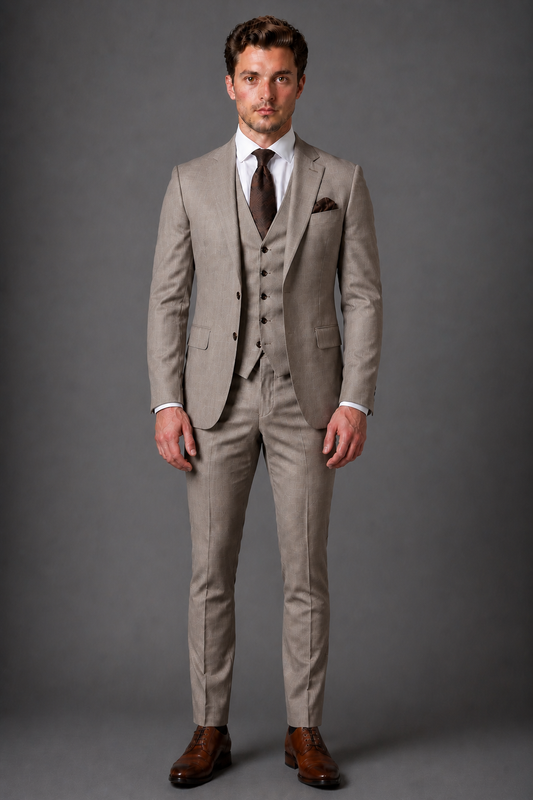 Stone Wool Slim Fit Suit — Custom Made to Measure