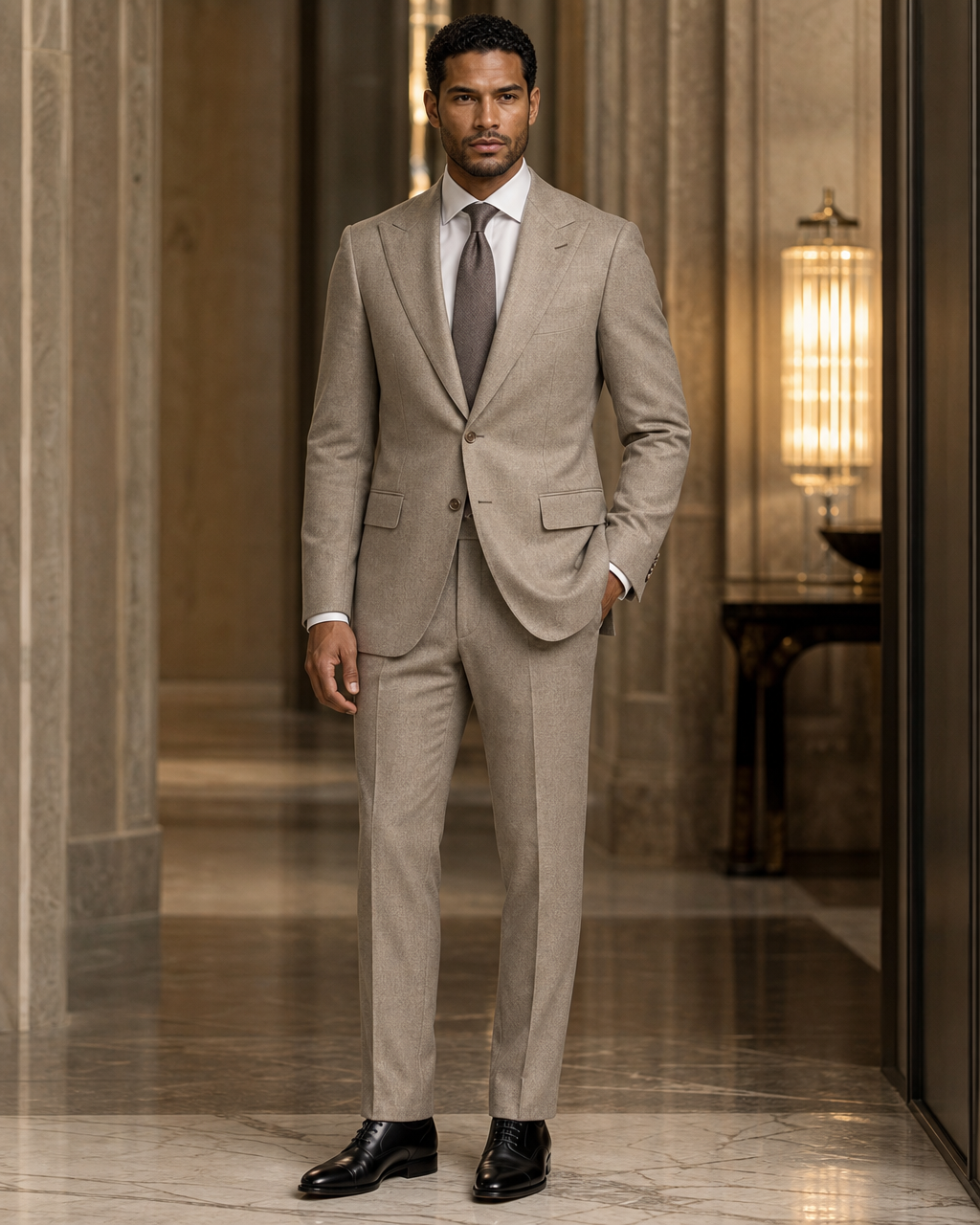 Stone Flannel Winter Suit - Custom Made to Measure side back view